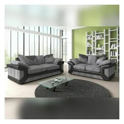 (Black Grey, 3+2 Seated) Classic Dino 3+2 and Corner Luxuries Sofa