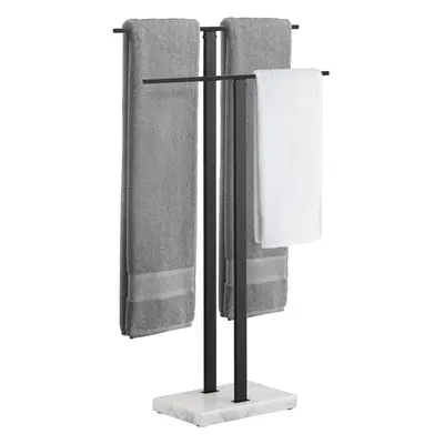 (2-tier (84cm H), Matte Black) Free Standing Towel Rail with Marble Base, Black Towel Rack Frees