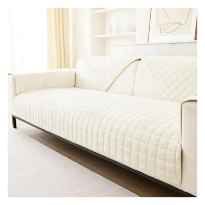 (beige, 110x240cm) Solid Color Non-slip Sofa Cover Thicken Soft Plush Sofa Cushion Towel For Liv