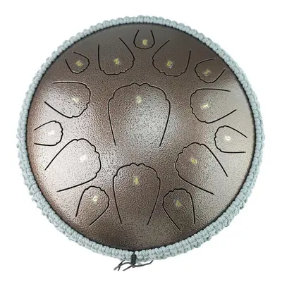 (brown, 13inch) Steel Tongue Drum Inch Notes D Key Percussion Instrument Portable Balmy Drum Wit