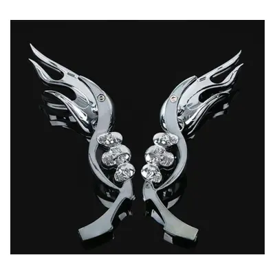 Aluminum Flame Shape Skull Pattern Rearview Mirrors For Motorcycle Decor