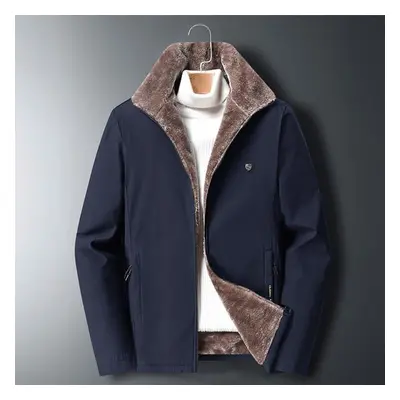 (blue, XXXXL) Plus Velvet Lamb Velvet Jacket Men &apos;s Winter Warm Cotton -padded Jacket Middl