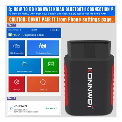 Konnwei Kdiag Bluetooth Obd2 Full System Scanner Auto Scanner Reset Sas Epb Service Ecu Programm