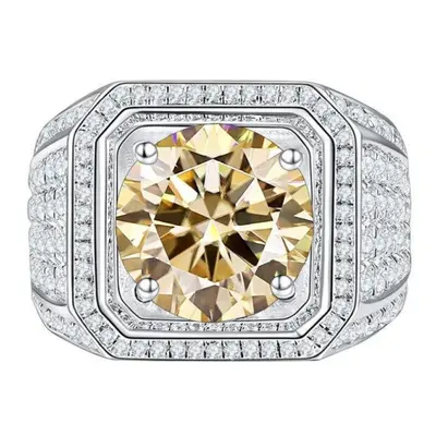 (champagne, 9) Bagueringen Man&apos;s S925 Sterling Silver Jewelry Luxury 1ct D Color Moissanite