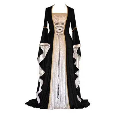 (black, M) Women&apos;s Vintage Floor Length Gothic Cosplay Dress