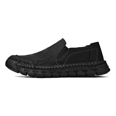 (black, 43) Handmade Genuine Leather Men&apos;s Casual Shoes Comfortable Moccasins Men Business 