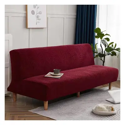 (burgundy, Universal) Waterproof Sofa Bed Cover Armless Folding Sofa Bench Solid Stretch High El