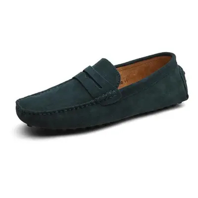 (green, 45) Size Mens Casual Peas Shoes Suede Leather Men Loafers Moccasins Slip On Flats