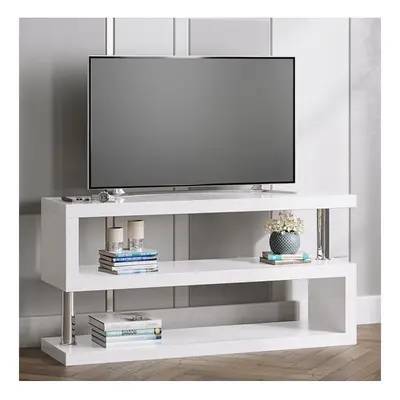 Miami High Gloss Shape Design TV Stand In White