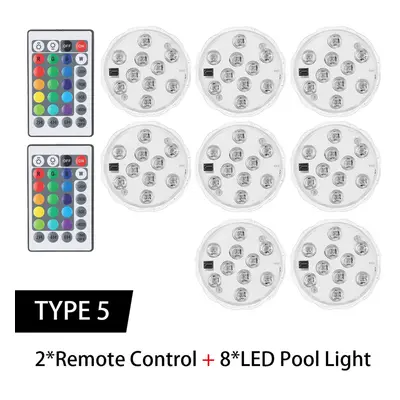 (#5) Submersible LED Lights Remote RF Waterproof Pool Aquarium Lights Color Changing