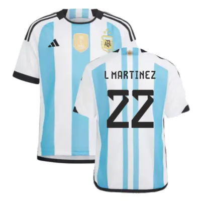 (XLB) Argentina World Cup Winners Home Shirt - Kids (L MARTINEZ 22)