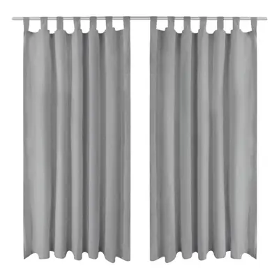 vidaXL 2x Micro-Satin Curtains with Loops 140x245 cm Grey Window Drapes Blinds