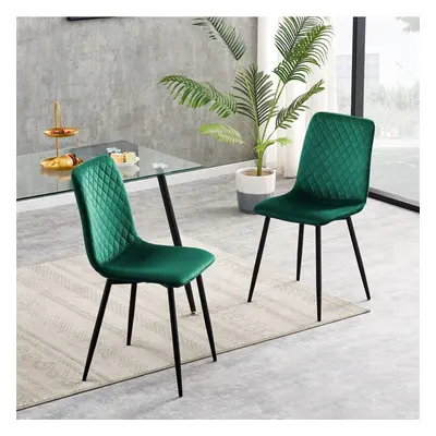 (2, Green) Set of 1/2/4 Designer Velvet Fabric Dining Chairs Metal Legs Lexi Chairs