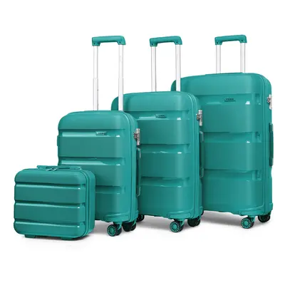 (Blue Green, 14+20+24+28 Inch) Or Pieces PP Suitcase Set With TSA Lock