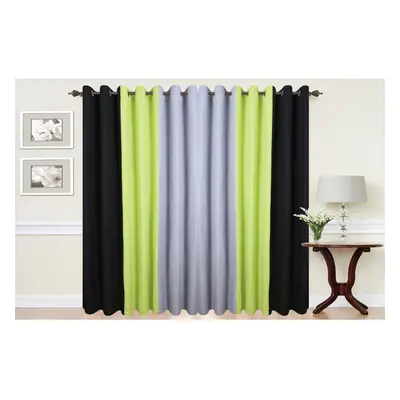 (90"wide x 90"drop) Eyelet Curtains Lined Tone Black Lime Green Grey