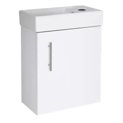 White Wall Hung Minimalist Compact Cloakroom Vanity Unit Basin/Sink 400mm