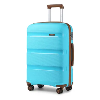 (Blue and Brown, inch) to Piece PP Hard Shell Spinner Wheels Lightweight Suitcase with TSA Lock