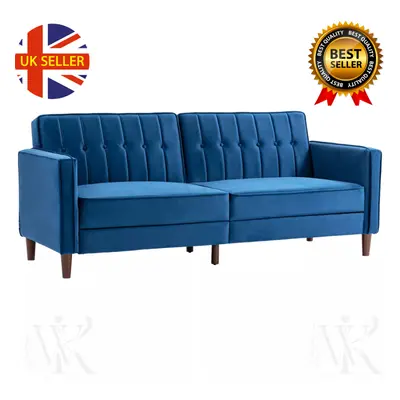 Modern Velvet Sofa Bed with Tufted Design | Blue Convertible Sofa