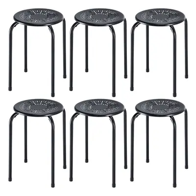 6PCS Stacking Round Bar Stool Kitchen Nesting Stool Dining Chair Black