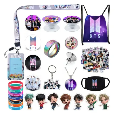 eTel Like BTS Gifts Set Including Drawstring Bag Backpack Necklace