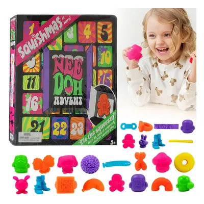 (Purple) Advent Calendar 24 Mini Squeeze Toys - Christmas Countdown Stress Relief Musical Childr