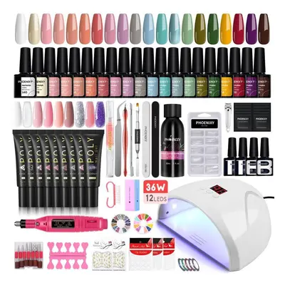 (set 01) Phoenixy Nail Set With Nail Lamp Nail Dryer Nail Drill Machine Manicure Set Kit Soak-of