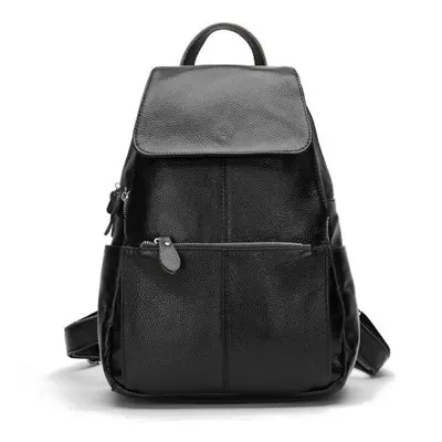 (black) Zency Fashion Soft Genuine Leather Large Women Backpack Quality A+ Ladies Travel Knapsac