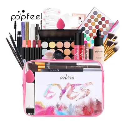 (KIT005C) Popfeel Face Makeup Set Colors Eye Shadow Lip Gloss Lipstick Concealer Eyebrow Pencil