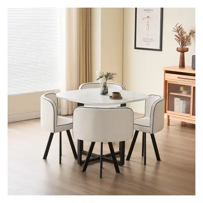 (White, White) 90cm Square Dining Table Set with Chairs Various Colours