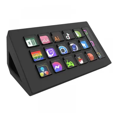 (black) Control Deck, Stream Controller With 15-adjustable Lcd Macro Buttons, Trigger Action In 