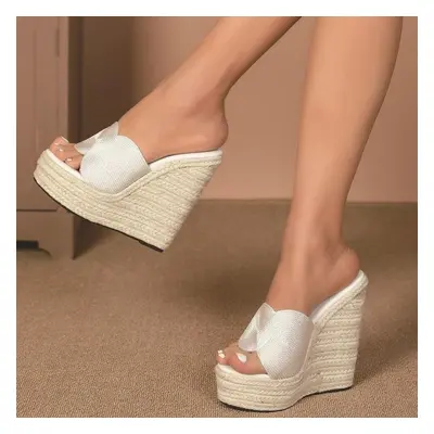 (white, 43) Eilyken Peep Toe Platform Wedges High Heels Slippers Design Shoes Women Street Style