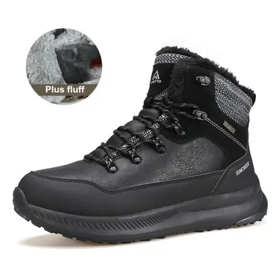 (black, 42) Humtto Leather Ankle Boots Winter Rubber Snow Boots For Men Luxury Designer Platform