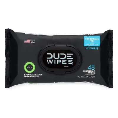 Dude Wipes Flushable Wipes, Unscented & Naturally Soothing, Dispenser Pack (48ct)