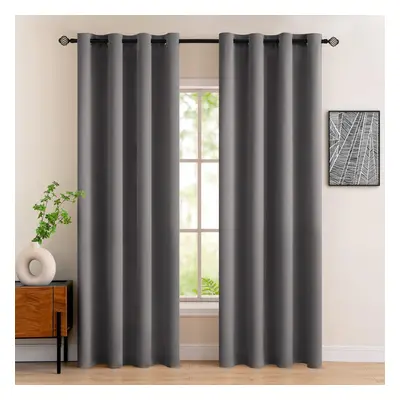 (W 55" x 102" (2 Panels), Grey) Grey Blackout Curtains for Living Room Panel Set, Premium Eyelet