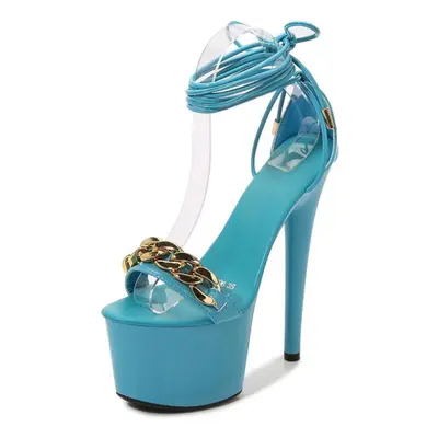 (blue, 38) Sexy Stilettos 16.5cm High Heels Platform Sandals Party Wedding Shoes