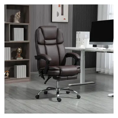 Vinsetto Massage Office Chair, PU Leather High Back Recliner, Dark Brown