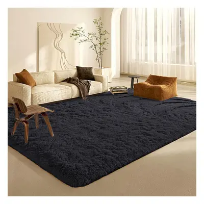 (Black, 160X230CM) Large Shaggy Rugs Non-Slip Fluffy Rug Soft Carpet Mat