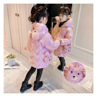 (pink, 140cm) Girls&apos;cotton-padded Clothes New Winter Clothes Children&apos;s Thickened Warm