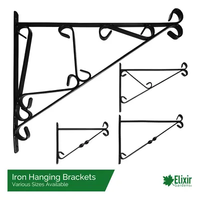 (Extra Large - 18", 5) Elixir Gardens Heavy Duty Wrought Iron Wall Bracket for Hanging Basket S,