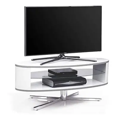 MDA Designs Orbit 1100WW Gloss White TV Stand with Gloss White Elliptic Sides for Flat Screen TV