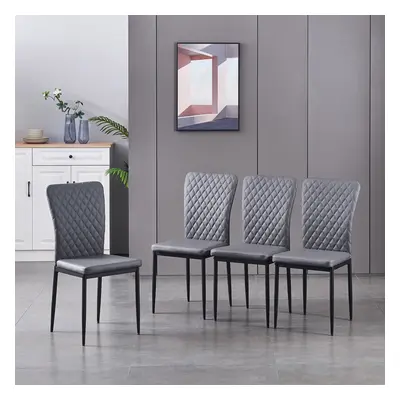 (Grey(PU), pcs) 4/6 Dining Chairs High Back Velvet/PU Office