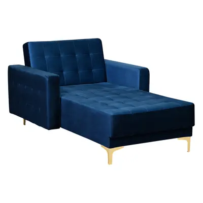 Velvet Chaise Lounge Navy Blue ABERDEEN