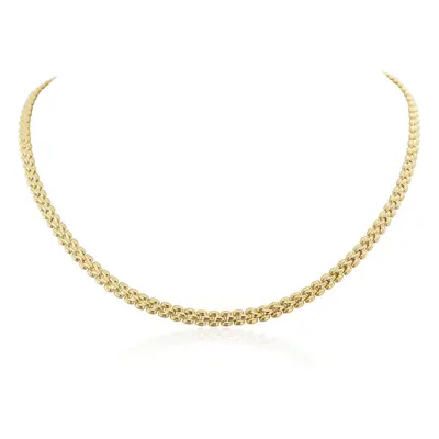 (17) Jewelco London Ladies 9ct Yellow Gold Gate Style Brick Link Necklace Bracelet 4mm 7.25"