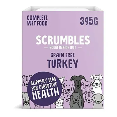 Scrumbles Natural Wet Dog Food, Grain Free Recipe with 70% Turkey and Slippery Elm, 7x 395g