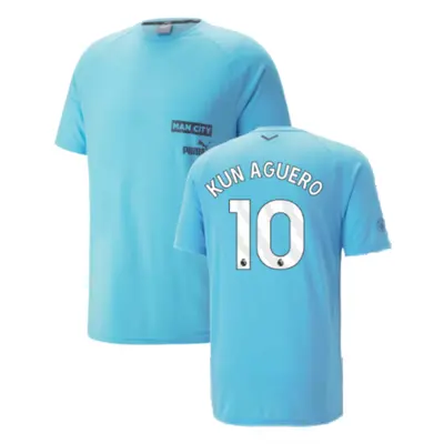 (SB) Man City Casuals Tee (Blue Wash) - Kids (KUN AGUERO 10)