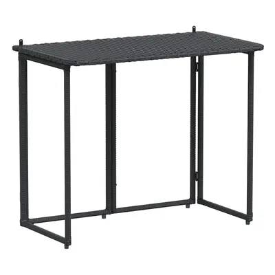 vidaXL Folding Garden Table Black 90x51x75 cm Poly Rattan outdoor table