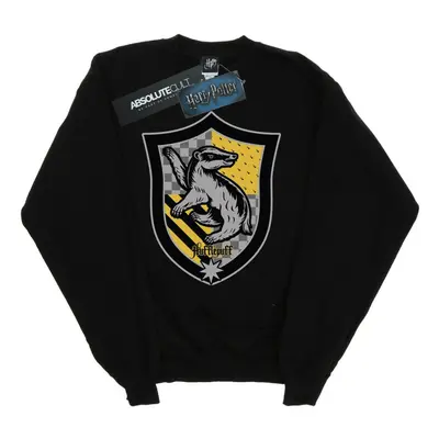 (XL, Black) Harry Potter Mens Hufflepuff Crest Flat Sweatshirt