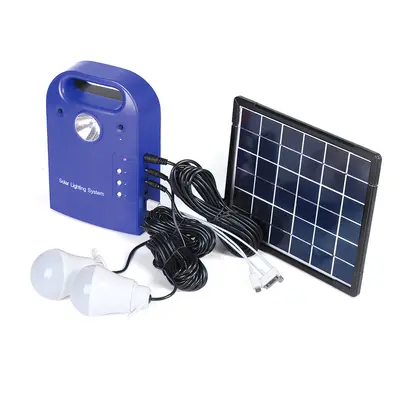 (Blue) 28Wh Portable Small DC Solar Panels Charging Generator Power Generation System With LED B