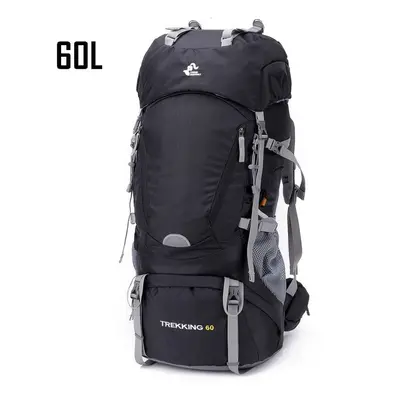 (60L Black) Waterproof Hiking Backpack Woman Outdoor Trekking Camping Bag Army Man Hunting Mount