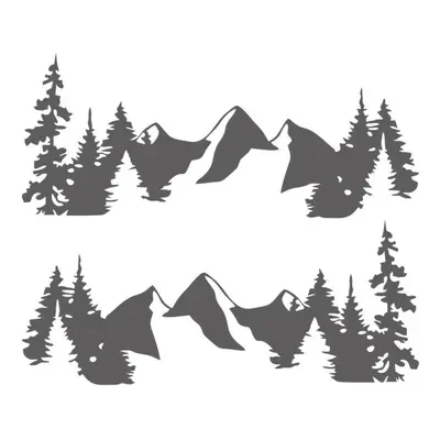 (Grey) 2pcs Snow Mountain Sidy Body Decal Vinyl Sticker For Off Road Camper Van Motorhome Boat Y